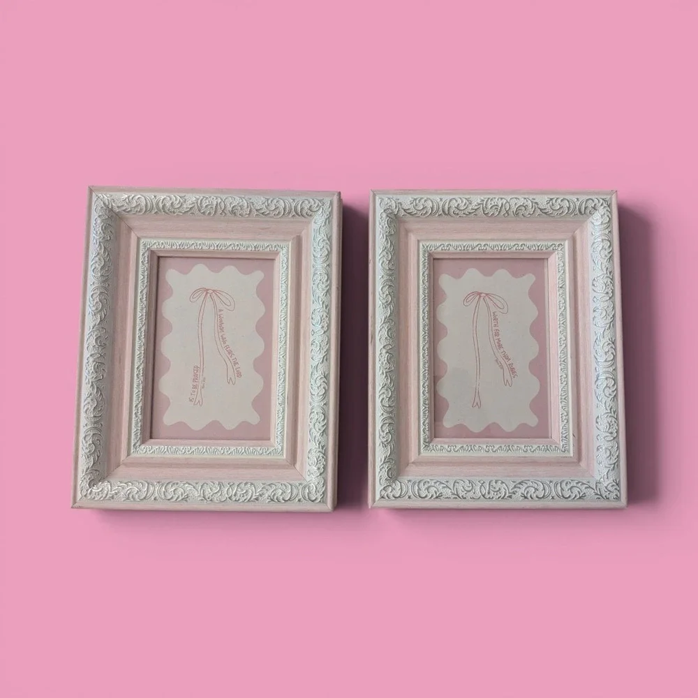 Set of 2 Pink Coquette Feminine Picture Frames Proverbs 31 Faith Art Prints